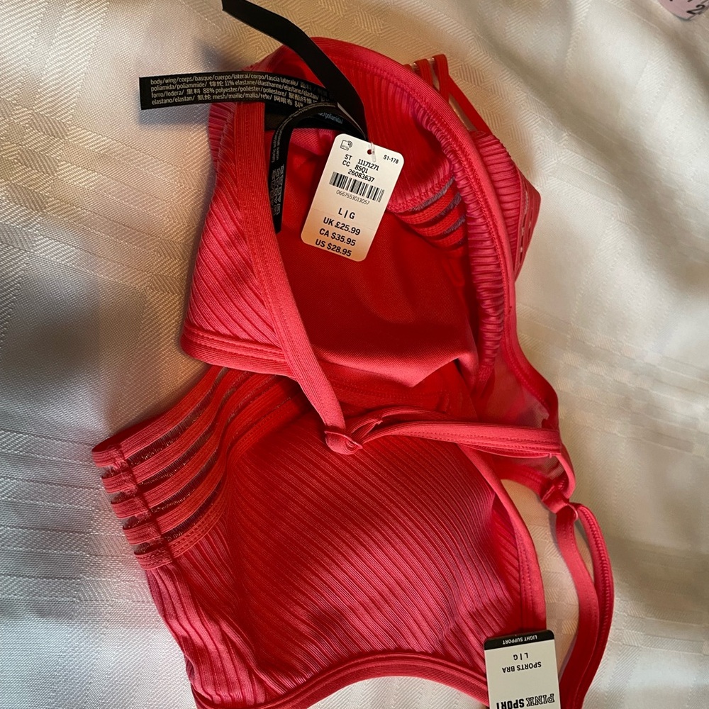 Pink sports bra